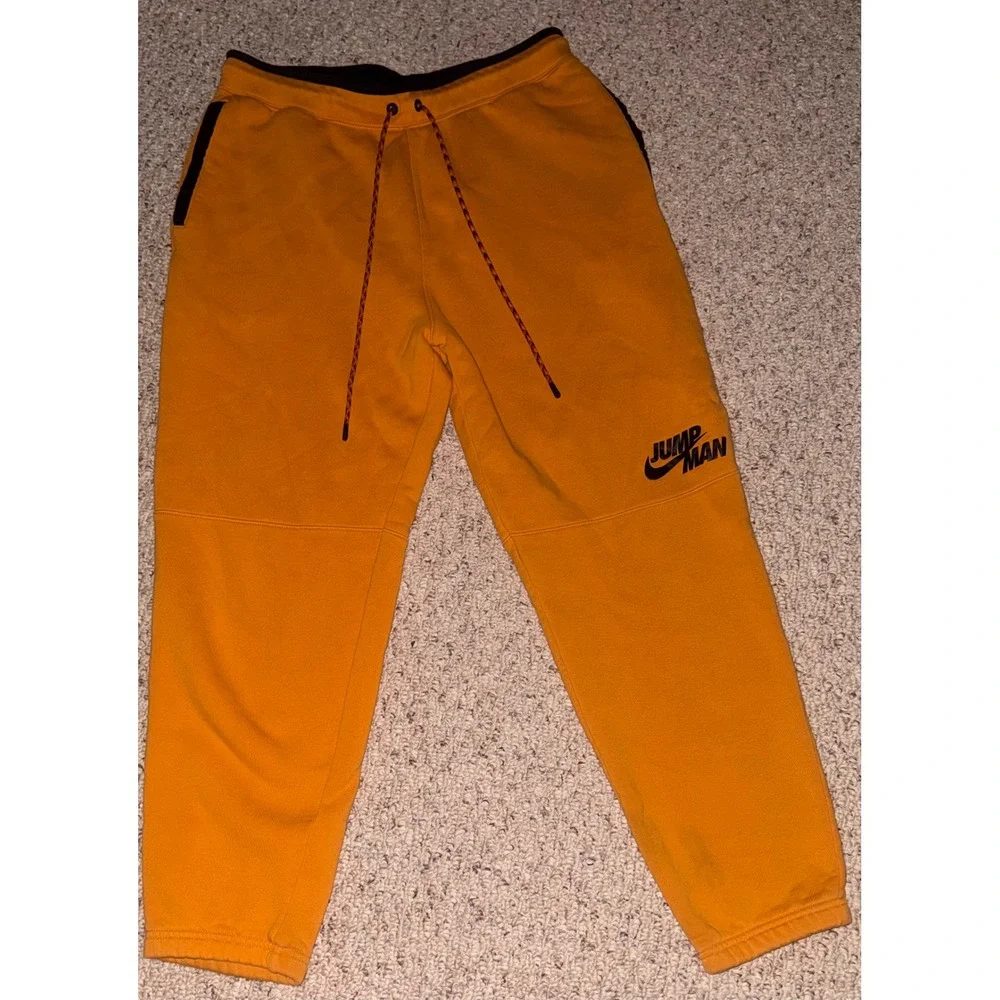 Jordan Jumpman Mens XL Orange Fleece Jogger Sweatpants Elastic Waist Drawstring